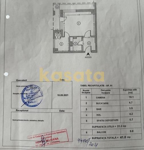 Garsonieră renovată complet, 41mp, cu lift – Lujerului - Schiță 22