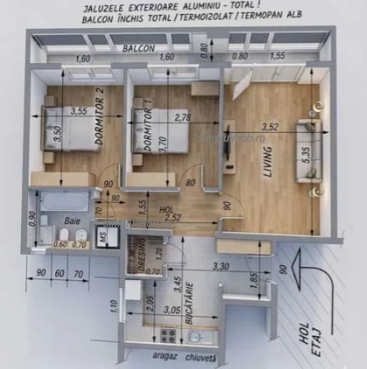 Decomandat parcare 3 camere renovat - Schiță 8