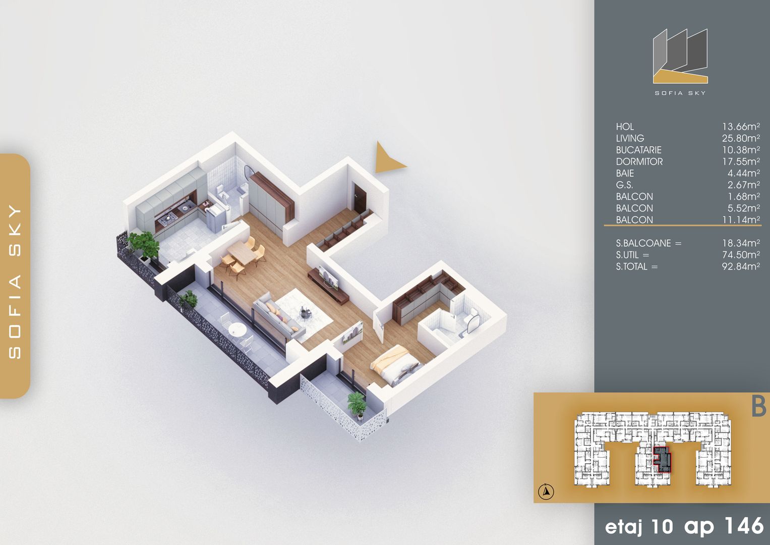 2 camere -2 bai - Titan Pallady  finalizare rapida - Schiță 1