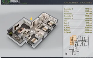 Apartament 4 camere Proiect Premium Independent Energetic - Schiță 12