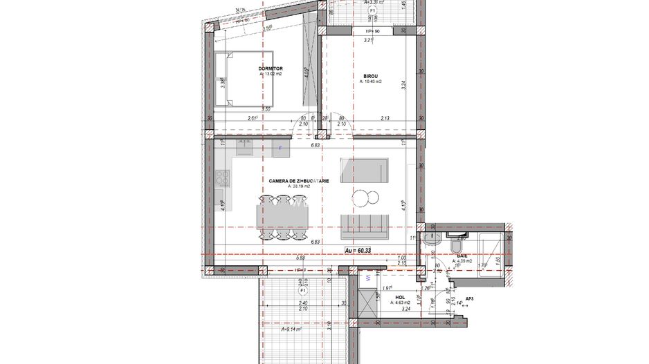 Apartament 3 camere, finisat la cheie, terasă 12.45, aer conditionat - Poză 7