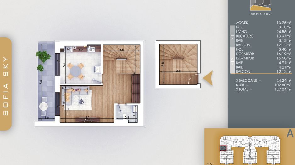 3 camere duplex incalzire pardosela  Metrou N Teclu - Schiță 9