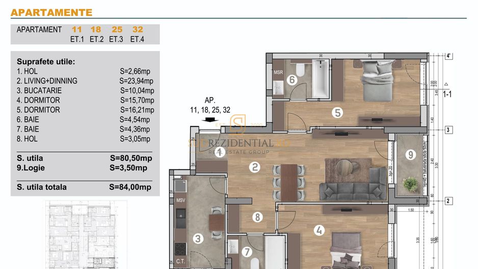 Apartament nou, decomandat cu 3 camere si balcon - zona Bd Brancoveanu - Schiță 8