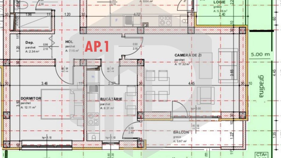 Apartament 2 camere+ erasa | Str. Pictor Brana-Curte/Gradina 107 mp - Poză 1