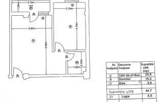 Doua camere Magnolia bloc nou parcare si curte privata -mobilat - Schiță 6