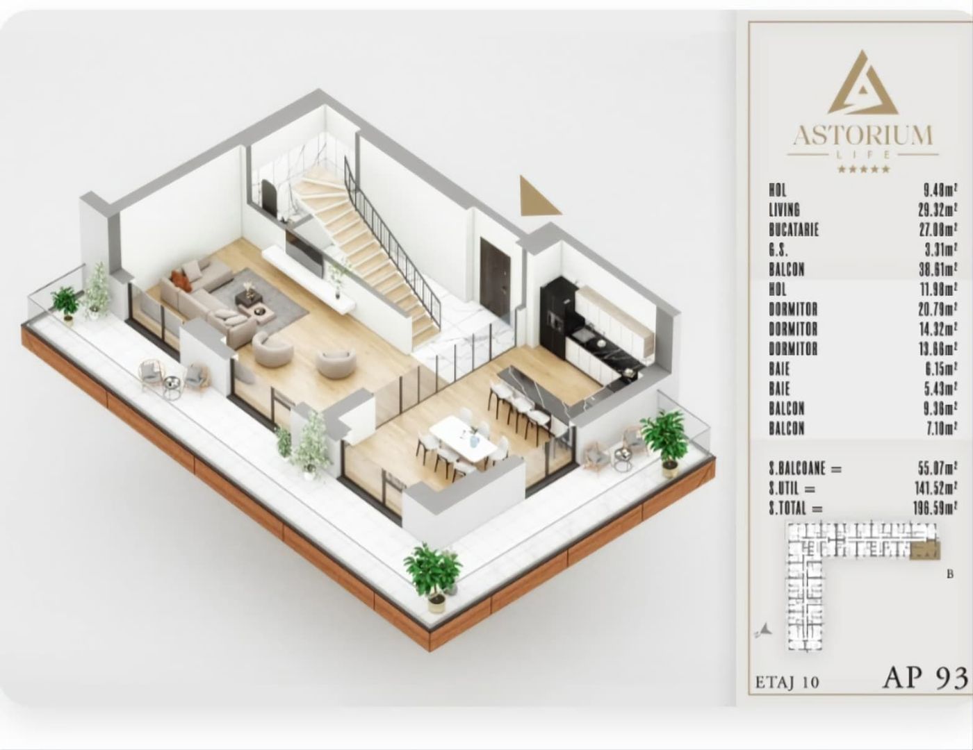 PENTHOUSE PESTE 141MP. UTILI IN PROIECTUL ASTORIUM LIFE! - Poză 10