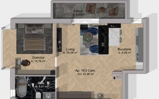 Apartament 2 Camere | Lift | Vedere Panoramica | Terra, Floresti - Schiță 3