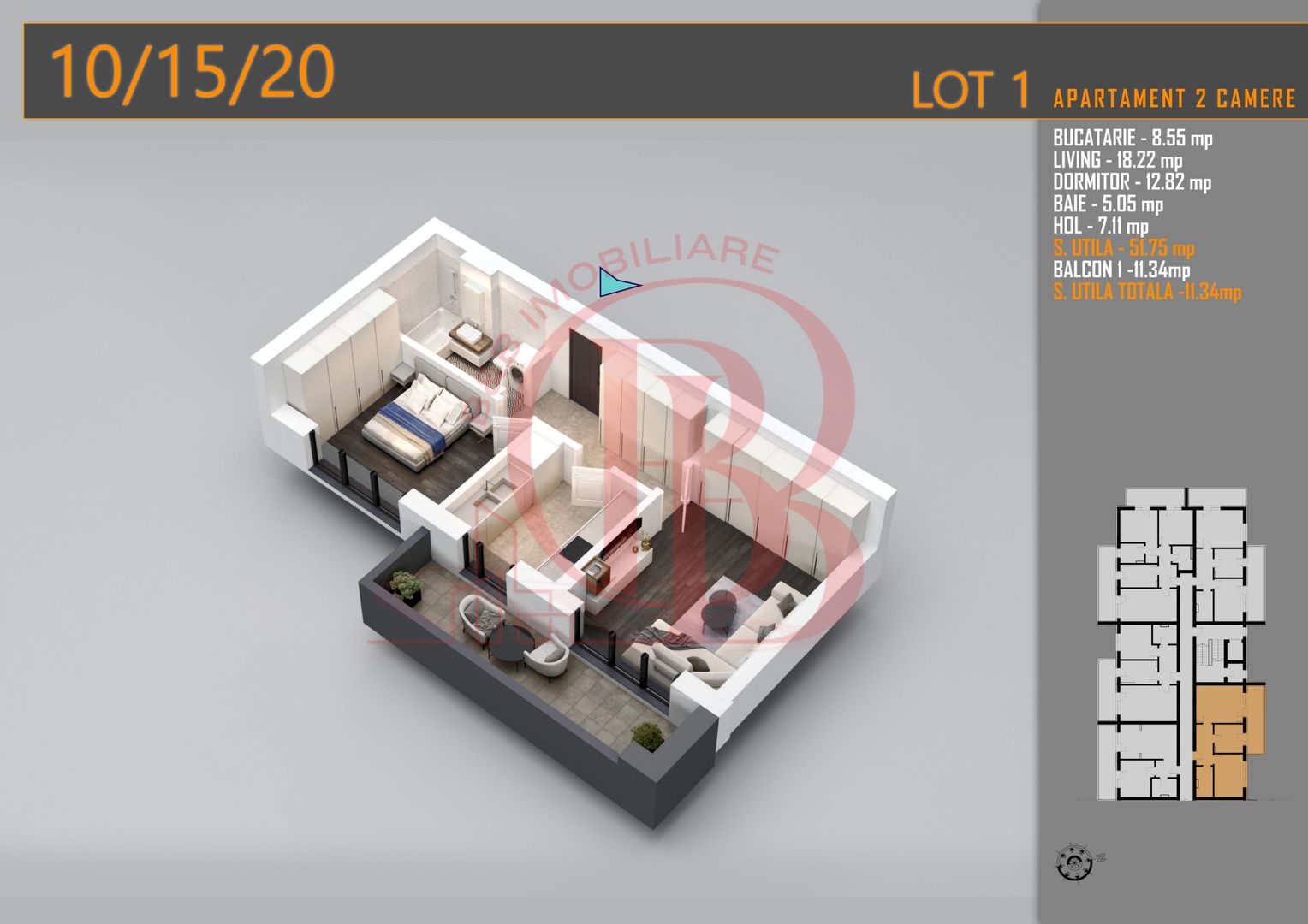 Apartament decomandat 2 camere -Titan Pallady Metrou Teclu - Schiță 2