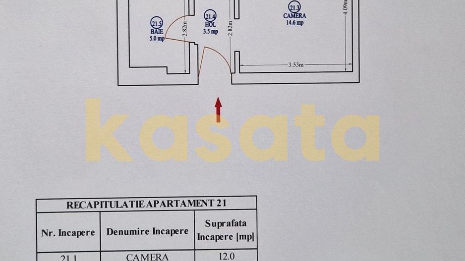 2 camere | 43,8 mp| Metrou Nicola Teclu 12 min | Mobilat si utilat - Schiță 14