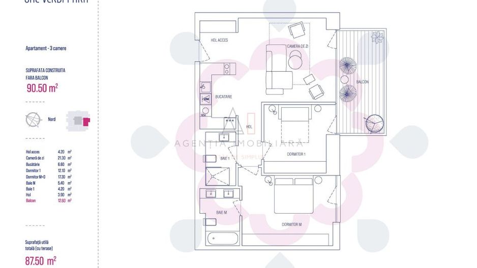 Vanzare 3 camere | One Verdi Park | Lux Urban - Schiță 14