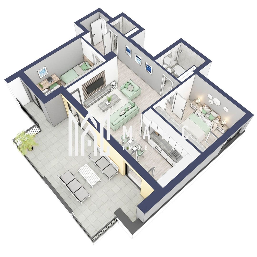 Apartament 3 camere | Balcon 27.3 mp | Etaj 3 | Turnisor - Poză 4