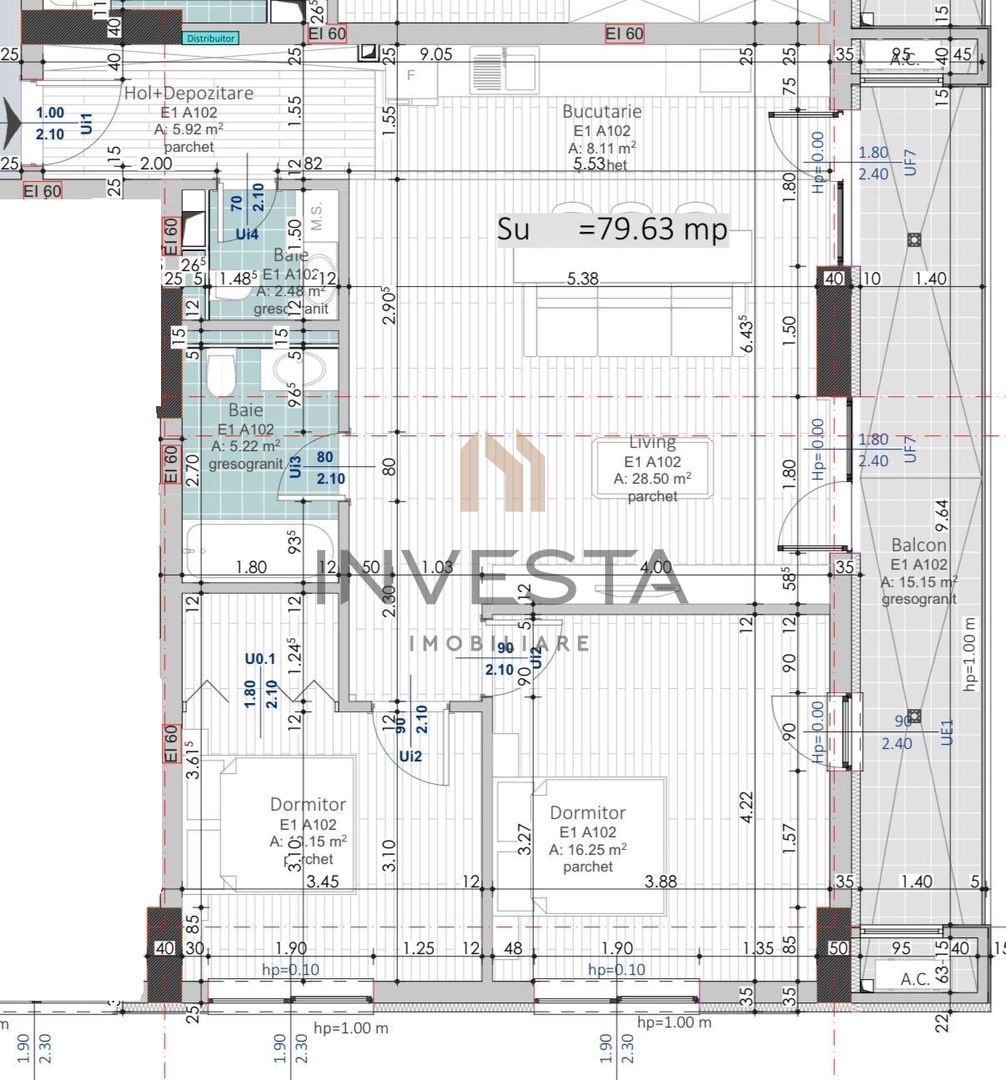 Apartament premium 3 camere | 79.64 mp | finisaje top | Teodor Mihali - Schiță 9