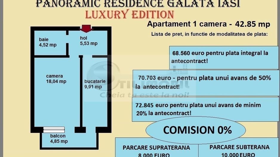Apartament decomandat de vanzare in Iasi, Galata, 42,85 mp, bloc nou - Poză 2