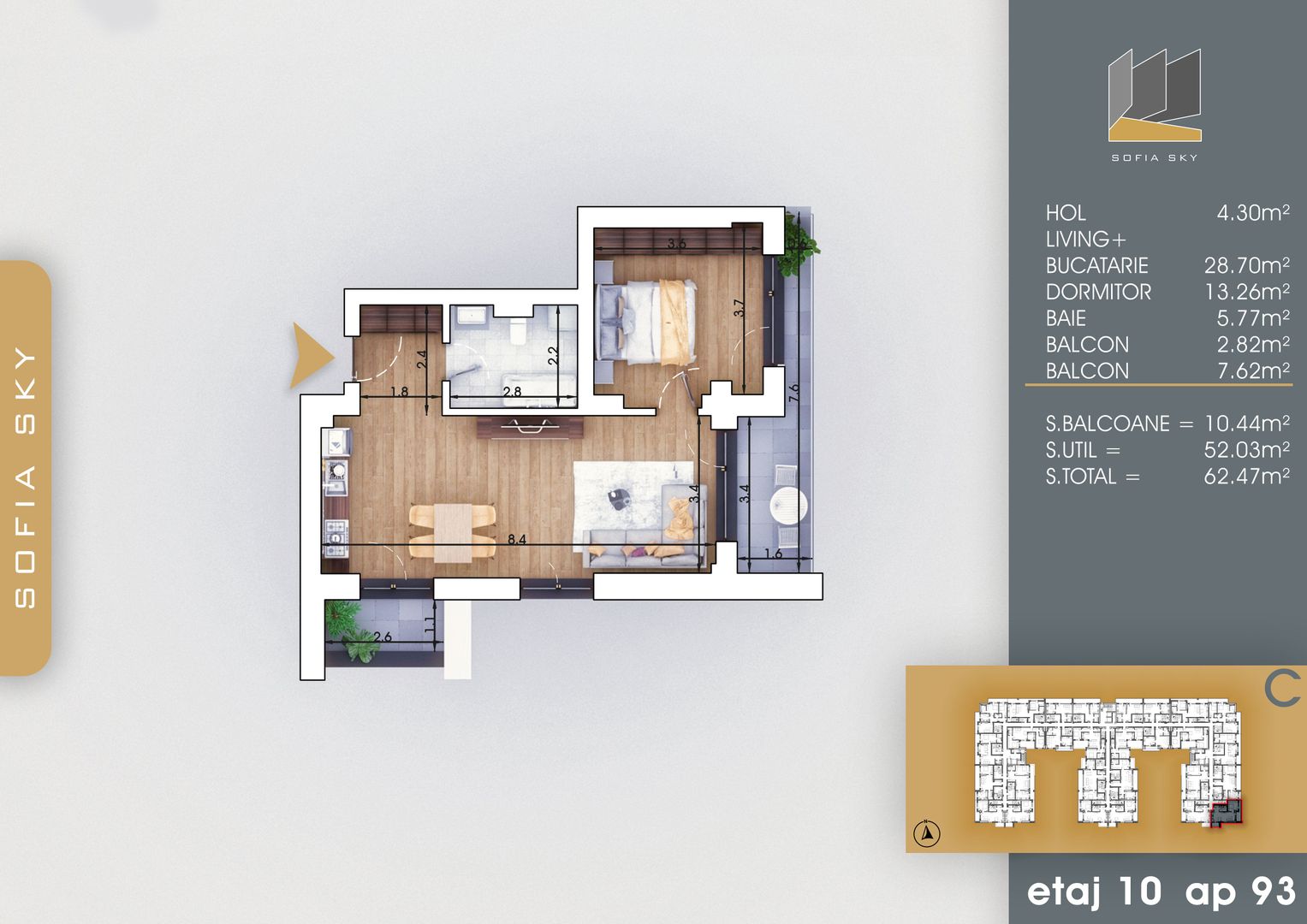 studio 2 balcoane ideal investitie 700 metri Metrou Nicolae - Schiță 7