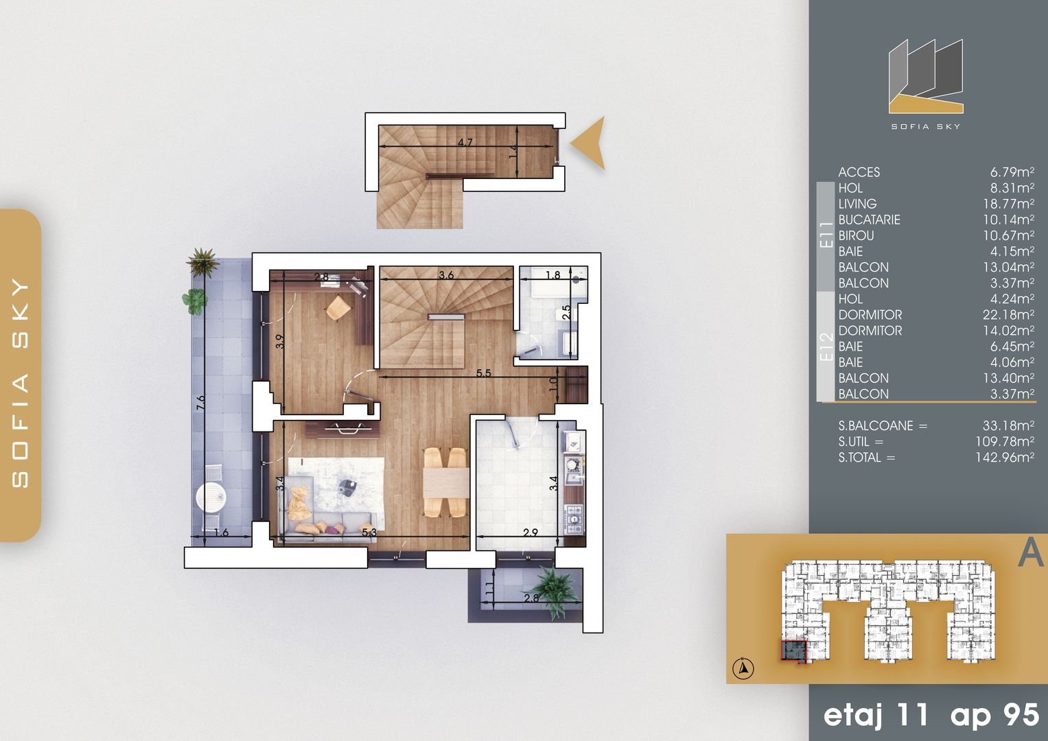 4 camere  duplex -  langa  Metrou Nicolae Teclu - Schiță 12