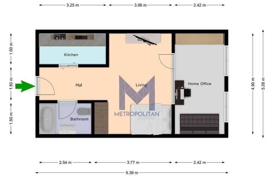 [Comision ZERO] Apartament 1 cameră, terasă, etaj 1, Calea Turzii - Schiță 21