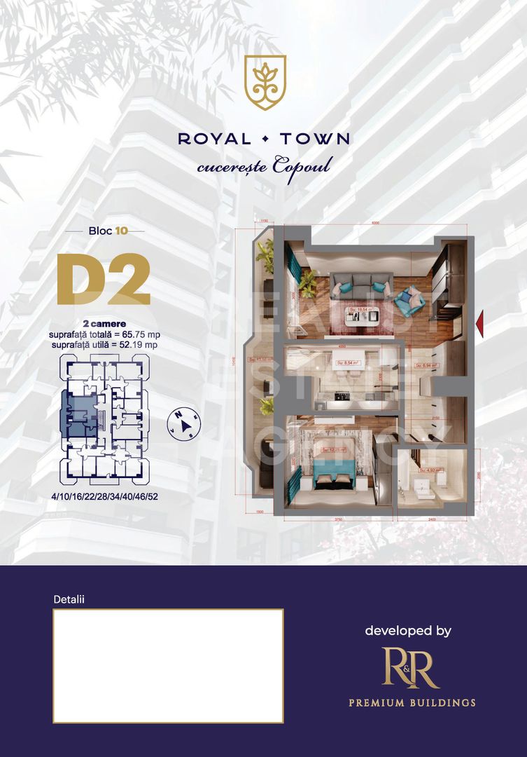 Apartament cu 2 camere, de tip D2 - Royal Town Copou - Poză 1