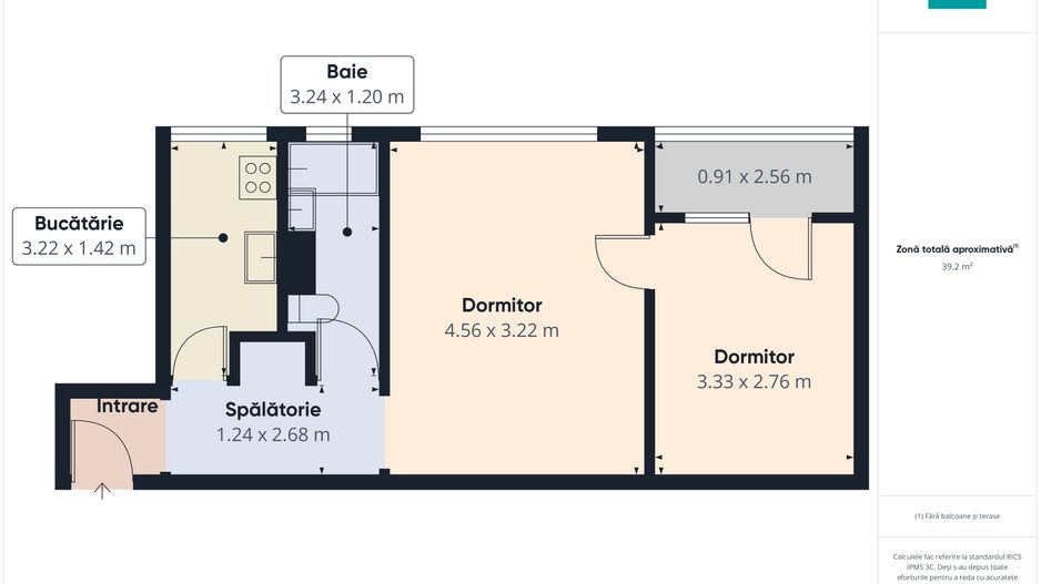 Apartament 2 camere, 47 mp, mobilat - Poză 7