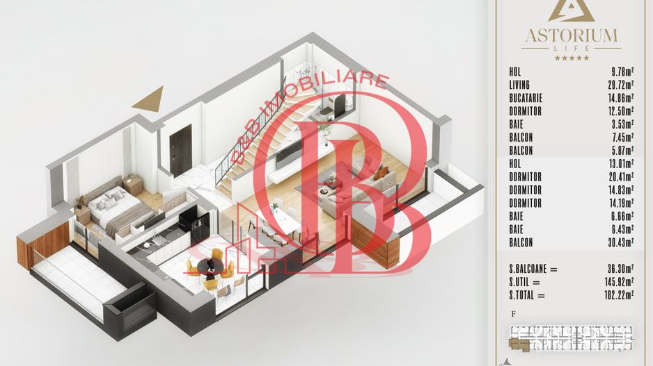 4 camere Duplex  Proiect Premium Titan Pallady - Poză 8