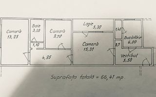 Apartament cu 3 camere, etaj intermediar in Gheorgheni - Schiță 7