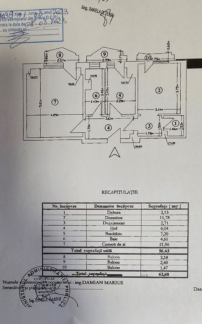 2 CAMERE ZONA UNIRII | DECOMANDAT |  BLOC BNR - Schiță 7