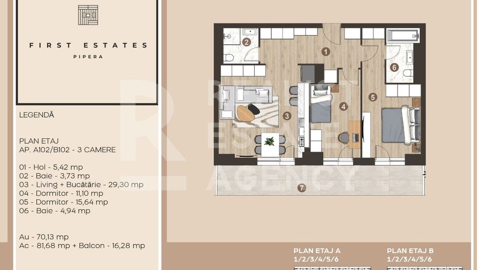 Apartament 3 camere de închiriat, Pipera, la primă chirie! - Schiță 22