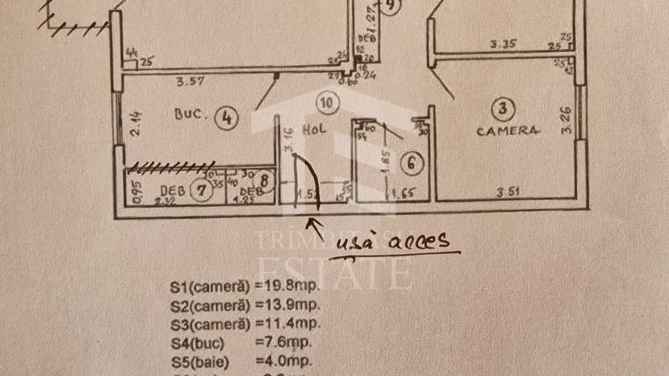 3 cam | Cel mai spatios | Decomandat | Centrala proprie - Poză 5