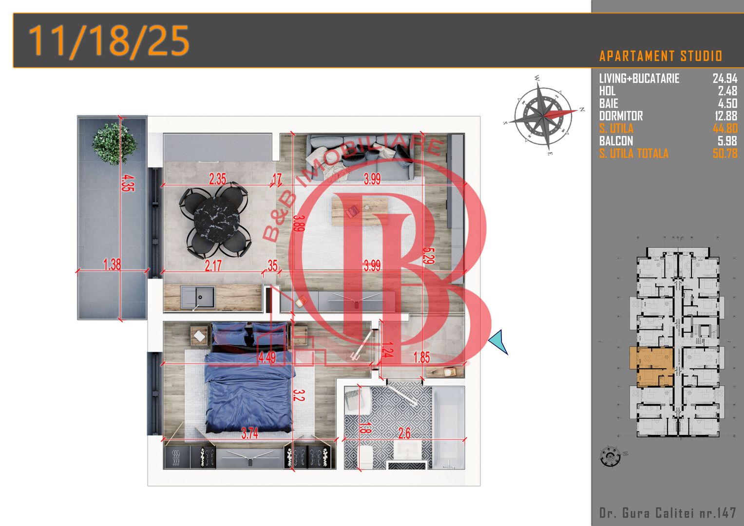 2 camere  Metrou Teclu- Titan Pallady -parcare bonus - Schiță 7