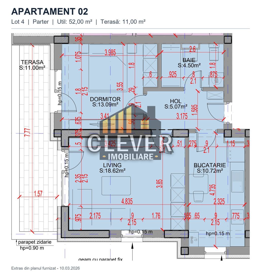 2 camere Pallady,  63 mp | Terasă 11 mp | Bucătărie separată - Schiță 20