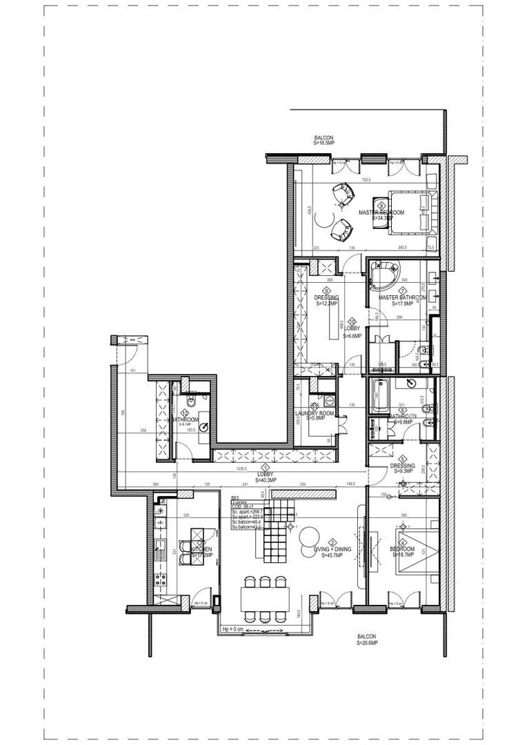 Rahmaninov Residence | 3 Camere de închiriat | LUX | Garaj 2 locuri - Schiță 30