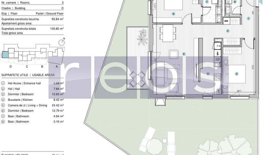 VANZARE APARTAMENT 3 CAMERE | STRAULESTI | 96MP | TERASA | COMPLEX NOU - Poză 18