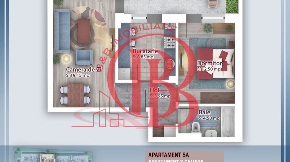 Oferta Lansare 2 camere cu terasa incalzire pardoseala - Schiță 1