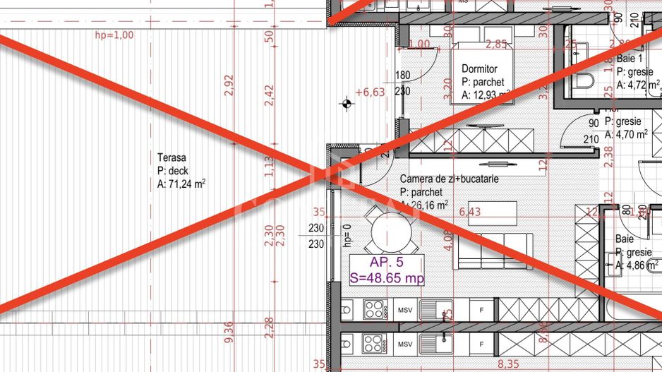 Apartament finisat cu terasă generoasă Imobil nou  Sopor - Schiță 9