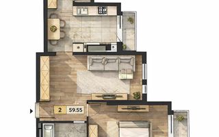 Vânzare, apartament, 2 camere și living, strada Cornești, Râșcani - Poză 12