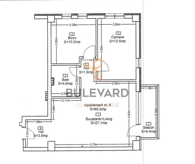 Apartament cu 3 camere/60 mp/zona Eroilor! - Poză 3