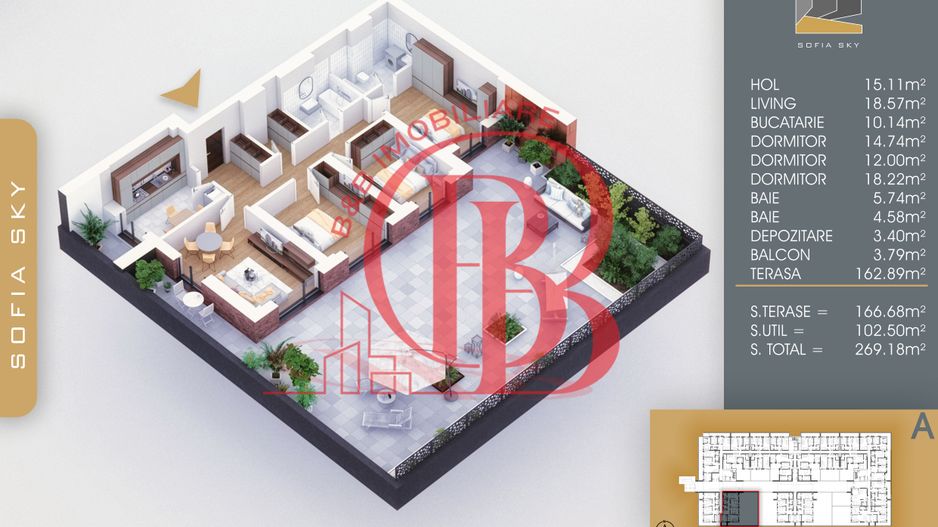 Mutare rapida 4 camere cu terasa 166mp-7min Metrou N. Teclu - Schiță 5