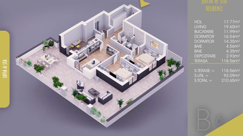 3 camere cu Terasa Parcare Bonus Titan-Pallady-M N Teclu - Schiță 2