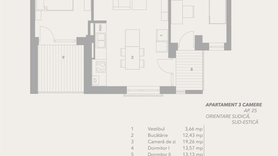 Apartament 3 camere, lift, boxe, garaj, INTABULAT - Sibiu - Schiță 2