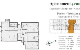 Spațiu și Confort: Apartament 4 Camere cu Dressing și Curte lângă IKEA Pallady - Schiță 13