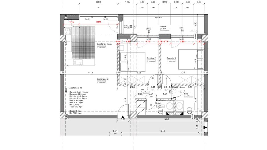 Apartament PREMIUM 3 camere cu GARAJ - zona Centrala - Schiță 14