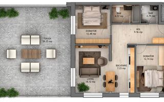 Apartament Penthouse 3 Camere, Finisat, Parcare Interioara,Comision 0 - Poză 1