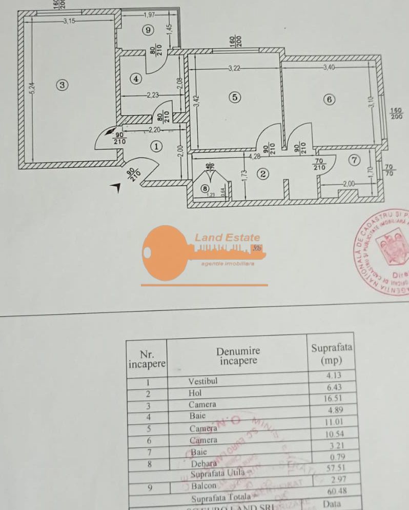 3 camere luminos S-V | bloc reabilitat | zona 1 Decembrie - Schiță 7