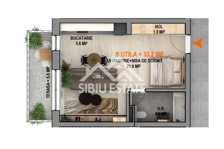 Studio finisat, modern, cu parcare si balcon - Poză 2