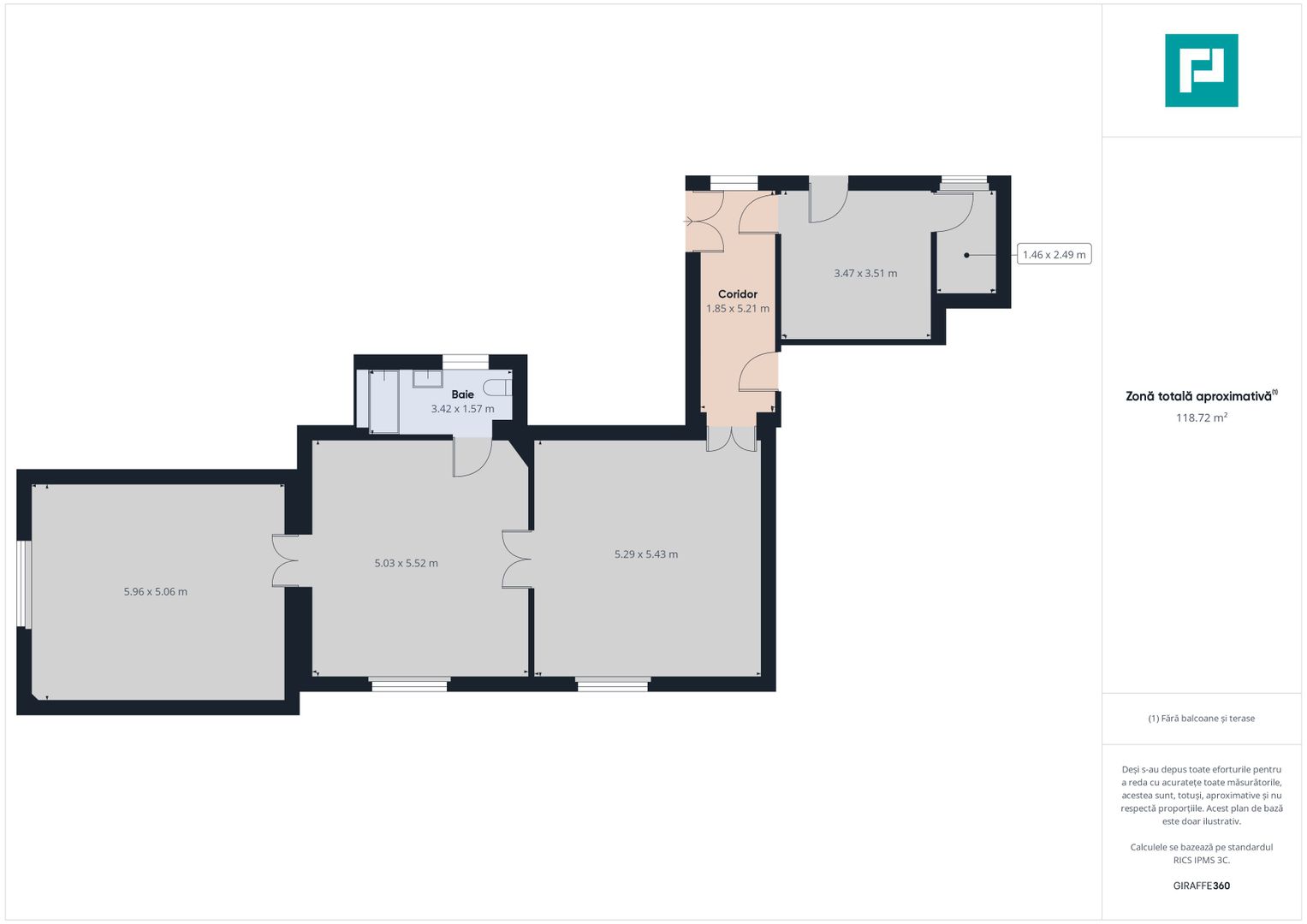 Apartament de închiriat – 3 camere, zonă centrală - Poză 15