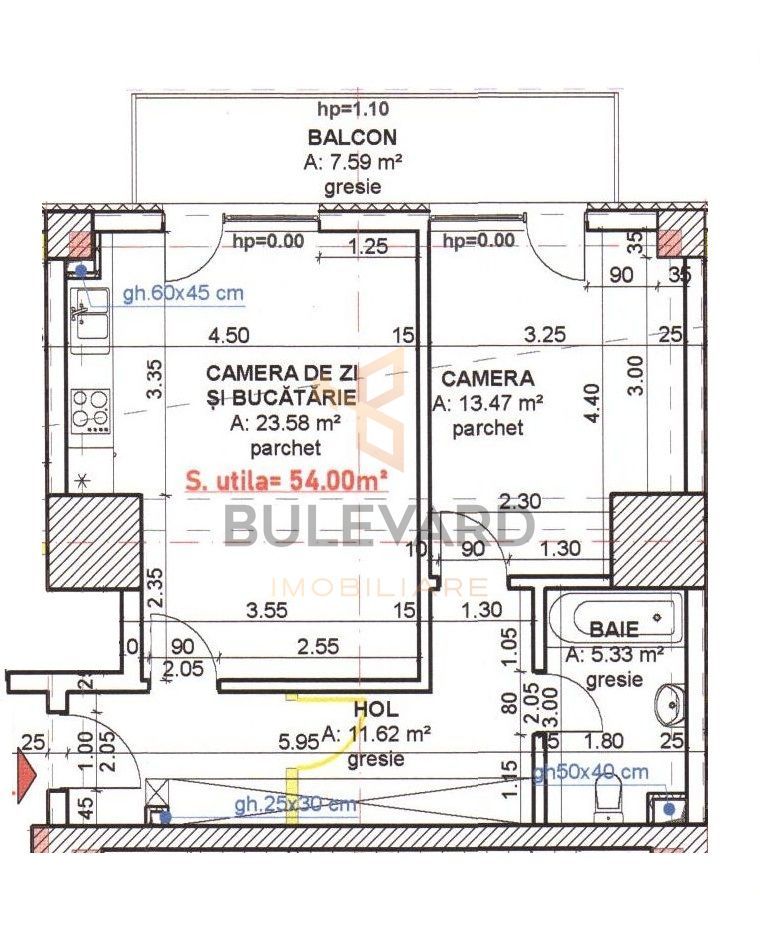 Apartament 2 camere in West City TOwer - Schiță 19