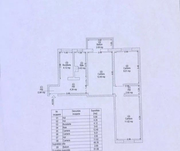 Dacia | 3 Camere | Etaj 1 - Schiță 7