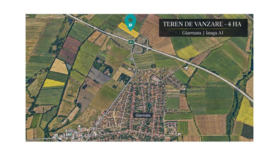 Teren 4 ha – DJ 691 Giarmata | Lângă A1 - Poză 1