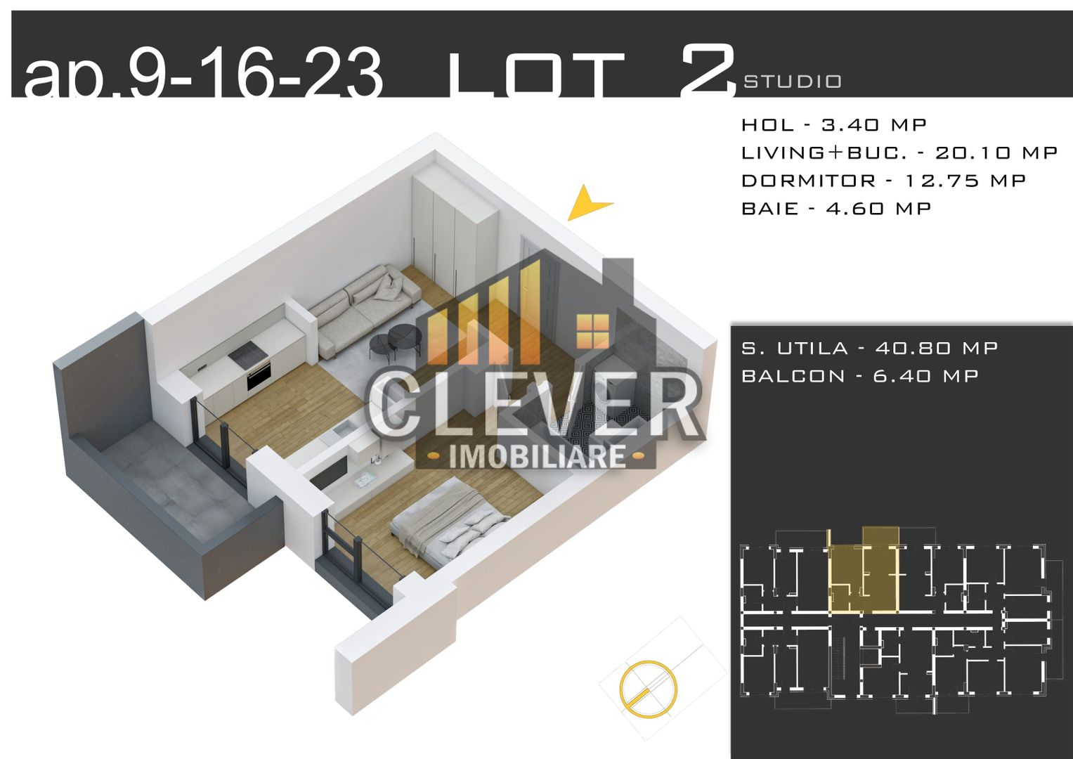 Apartament 2 camere - Finisaje la Alegere, Comision 0%, Pallady - Schiță 11
