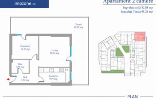 2 camere 52 mp+42 mp terasa, parter, Bloc finalizat, centrala, bucatarie inchisa - Poză 8