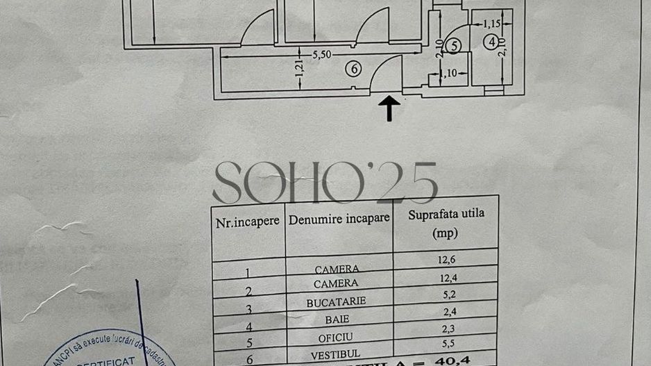 Apartament 2 camere | 40,4 mp | Etaj 9 | Vedere panoramică - Schiță 9